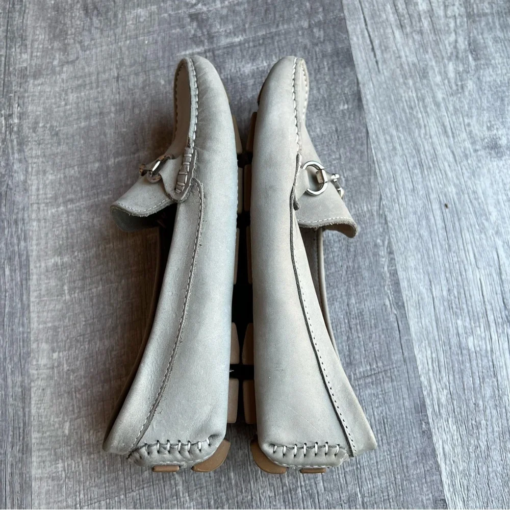 Mercanti Fiorentini Shoes Womens 8 B Bit Loafers Gray Leather Round Moc Toe
